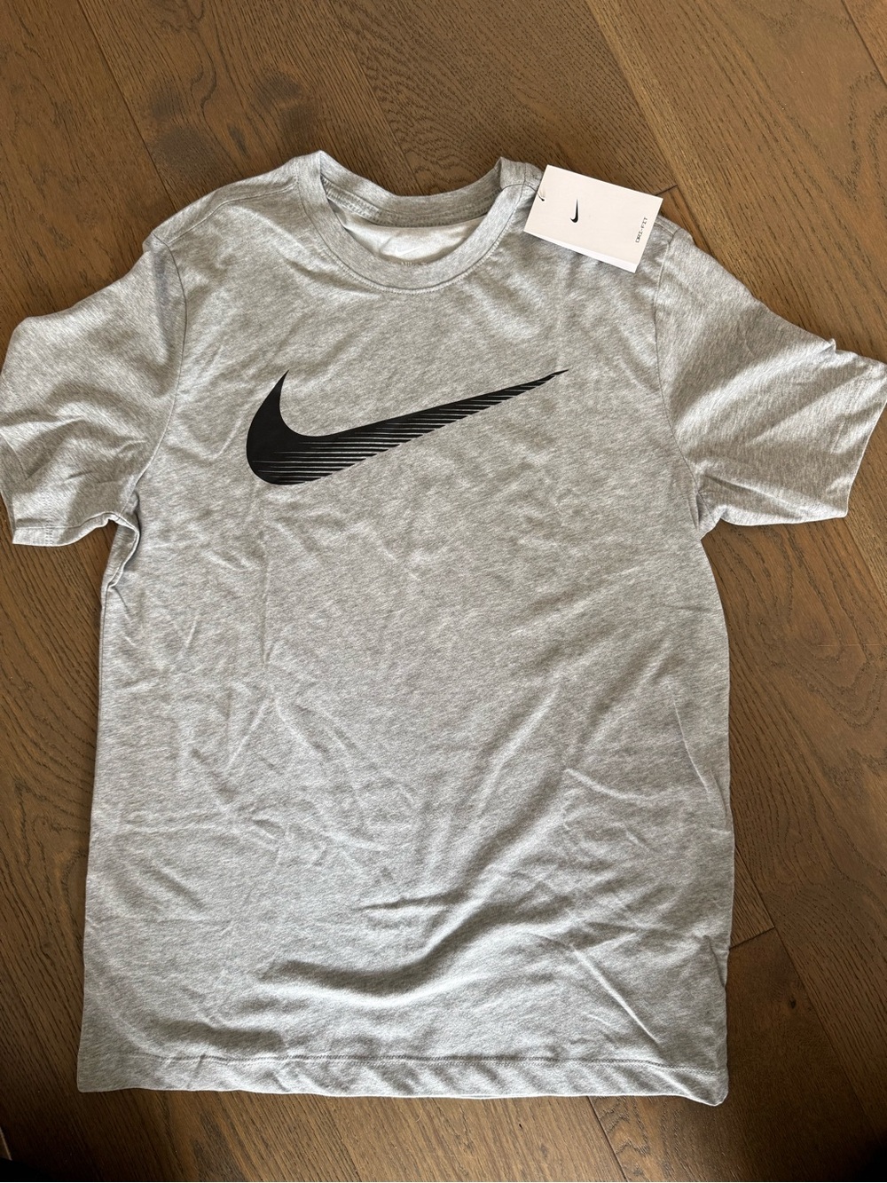 Nike Gray Short-Sleeve Tee with Black Swoosh